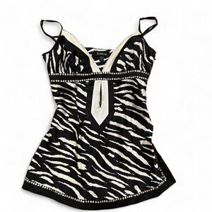 bebe Y2K Zebra Print Silk Blend Cami Top